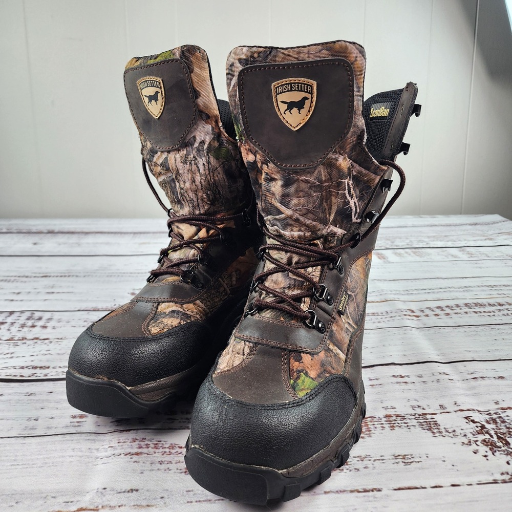 Irish Setter Crosshair Camo Hunting Boots Mens 10.5D Insulated Waterproof 1868